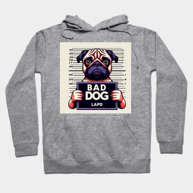 LAPD Pug Mugshot Hoodie by Shawn's Domain